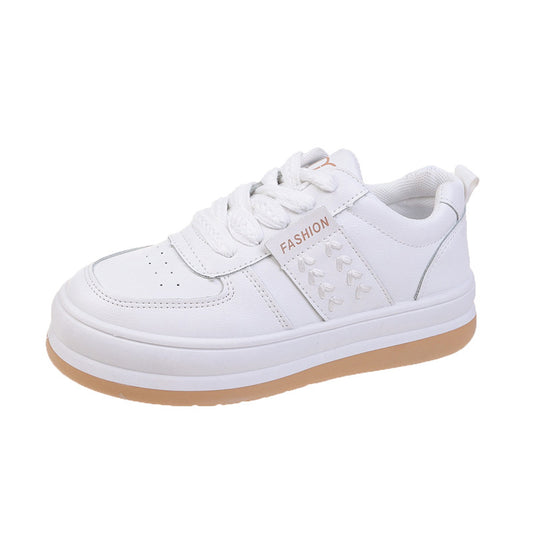 white fashionable lace-up women sneakers